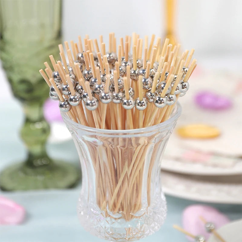50Pcs Disposable Bamboo Food Fruit Toothpick Cute Bear Flamingo Buffet Cake Dessert Fork Stick for Wedding Birthday Party Decor