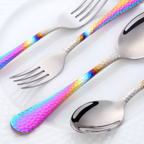 5Pcs Stainless Steel Dinnerware Set Western Flatware Dinner Knife Fork Spoon Cutlery Set Steak Tableware Restaurant Food Server