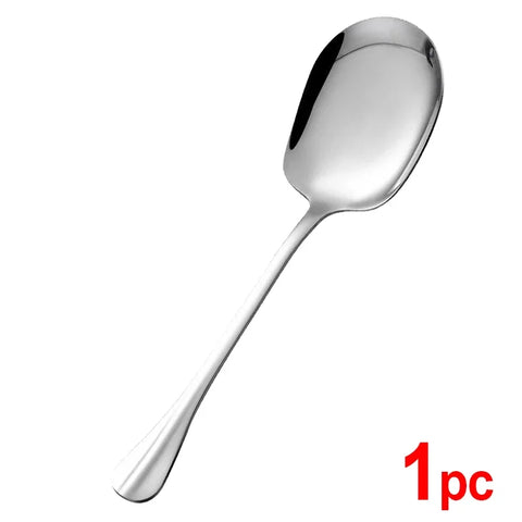 Large Stainless Steel Spoon Thicken Long Handle Soup Spoons Round Scoops for Hot Pot Colander Cooking Utensils Kitchen Tableware