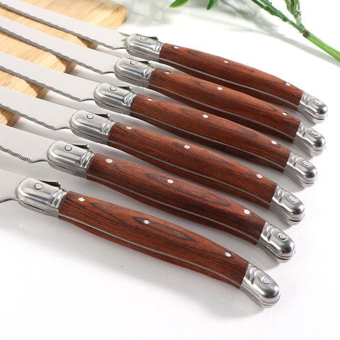 2/4/6/8pcs Stainless Steel Pronged Cheese Knife Pizza Cheese Tools High-end Pakka Wood Sharp Blade Steak Knives