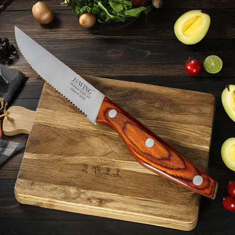 Mahogany Steak Knife Smooth Wide Handle Stainless Steel Household Steak Knife Serrated Hotel Knife Kitchen Fruit Knives To Steak