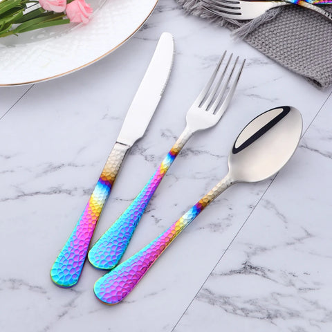 5Pcs Stainless Steel Dinnerware Set Western Flatware Dinner Knife Fork Spoon Cutlery Set Steak Tableware Restaurant Food Server