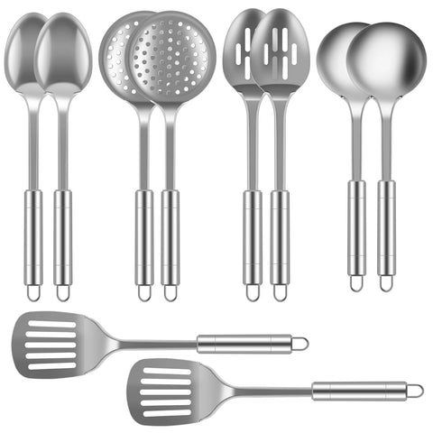 5/10Pcs Kitchen Cookware Cooking Utensils Set Stainless Steel Shovel Soup Spoon Utensils Dinnerware Cooking Tool Kitchen Gadgets