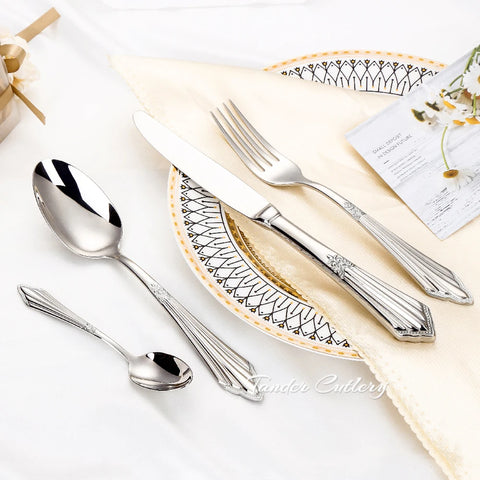 8/12/16/20/24 Pieces Gold Plated Cutlery Set Knife Fork Spoon Set Stainless Steel Western Tableware Mirror Dinnerware Flatware