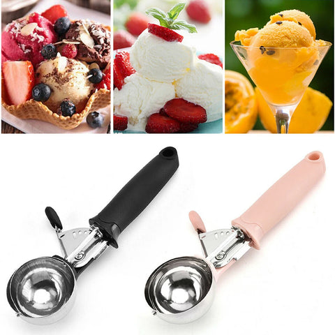 TJ POP 2.36 Inch Ice Cream Scoop Stainless Steel Ice Cream Spoon Multifunctional Fruit Watermelon Scooper Kitchen Tools Gadgets