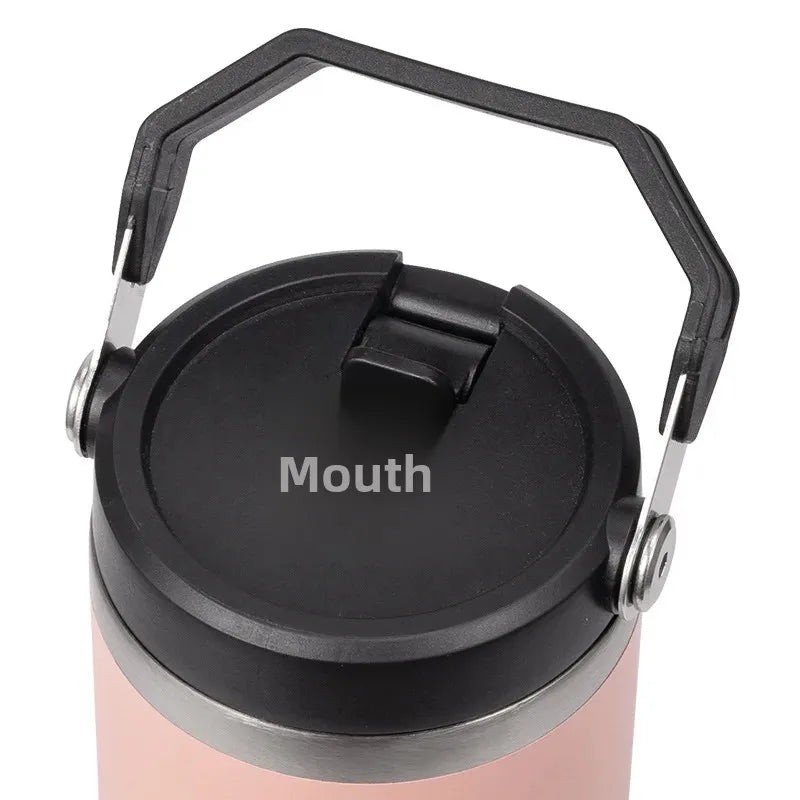 Large Capacity Stainless Steel Vacuum Insulated Thermos with Straw Portable High Aesthetic Value Handheld Car Cup Ice King