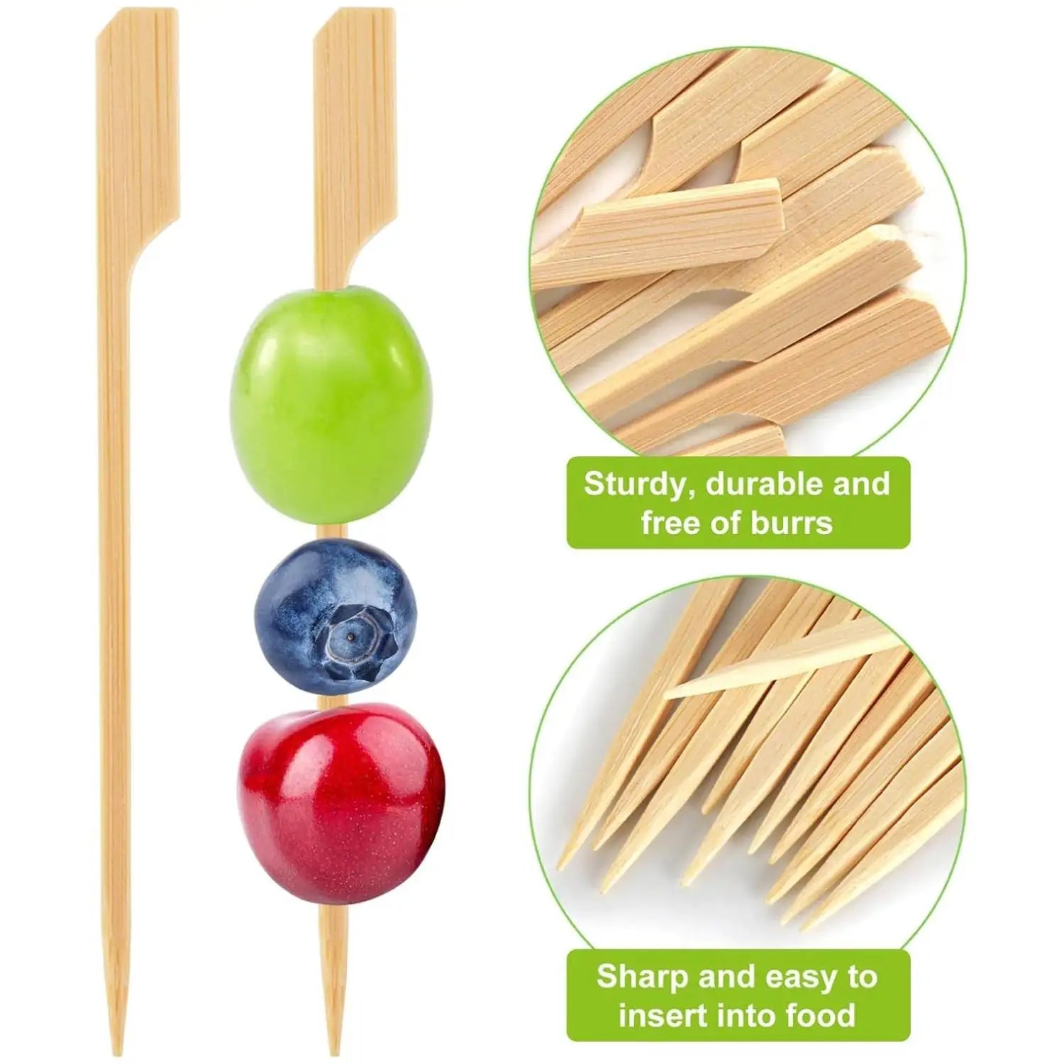 Cocktail Picks Bamboo Skewers For Appetizers, Fancy Flat Toothpicks For Appetizers, Bamboo Sticks For Party Fruit Accessories