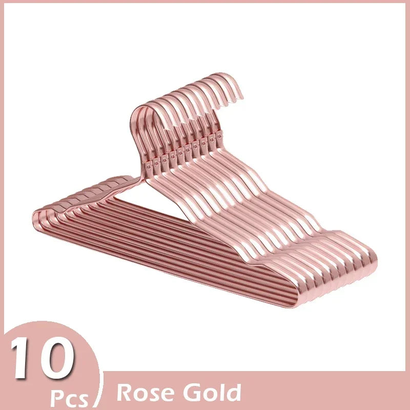 Clothes Hanger 10Pcs Aluminium Alloy Coat Hangers Anti-slip Drying Rack Wardrobe Space Saver Cloth Storage Rack Clothes Horse