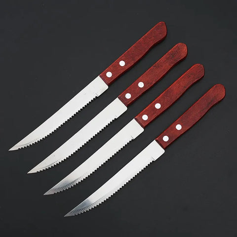 1-20 Pcs Stainless Steel Steak Knife  Wooden Handle Dinner Sharp Steak Knife Knives Set Restaurant Table Knives Dinnerware Set