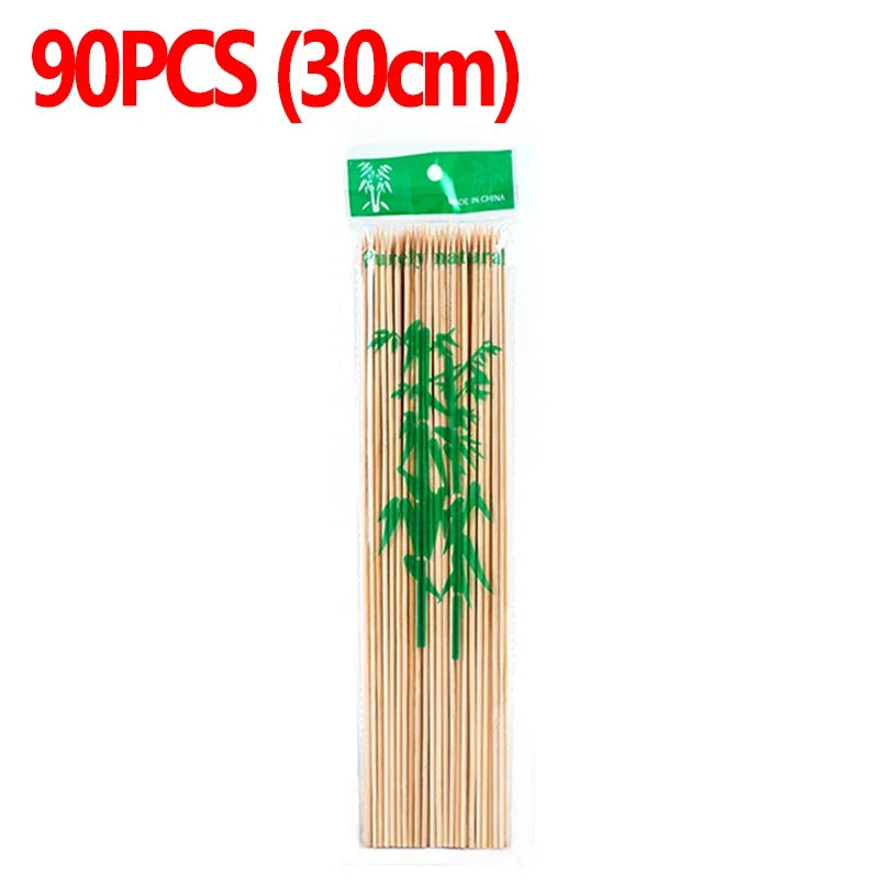 90/270pcs Disposable Bamboo Stick Food Grade Bamboo Skewer Sticks Natural Wood Sticks for Barbecue Party Buffet Food BBQ Tools
