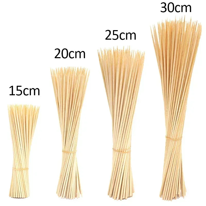 90/270pcs Disposable Bamboo Stick Food Grade Bamboo Skewer Sticks Natural Wood Sticks for Barbecue Party Buffet Food BBQ Tools