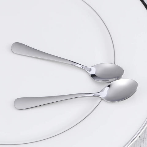 12Pcs Silver Teaspoons Stainless Steel Coffee Stirring Spoon Premium Mini Ice Cream Spoon Dessert Serving Spoon Kitchen Cutlery