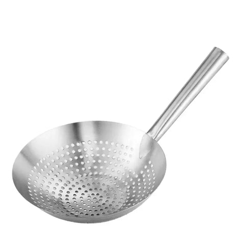 Thick Stainless Steel Mesh Strainer Colander wok wooden Handle Cookware Oil Flour Sifter Colander Kitchen Cooking steamer wok