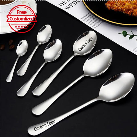 10pcs custom spoons, customized long handled ice spoons, custom dessert coffee spoons, Personalized custom dessert spoons