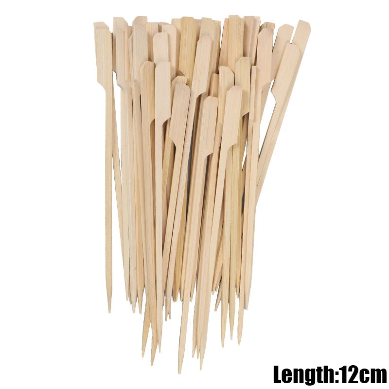 100Pcs Disposable Eco-friendly Bamboo Sticks 9cm 12cm 15cm 18cm Natural Wood Skewers for Home BBQ Party Barbecue Buffet