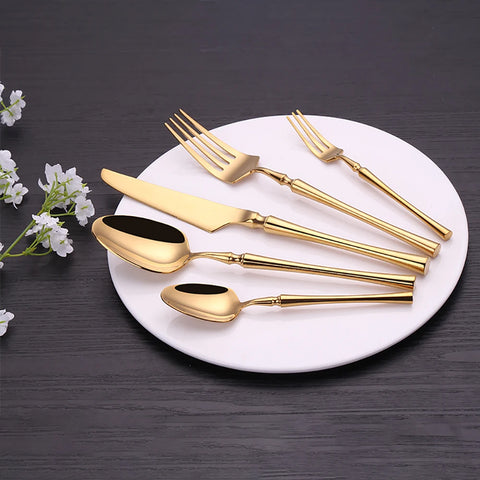 10/15/20/25/30Pcs Gold Tableware Dinnerware Stainless Steel Cutlery Set Sliver Knife Fork Spoon Set Kitchen Utensils Flateware