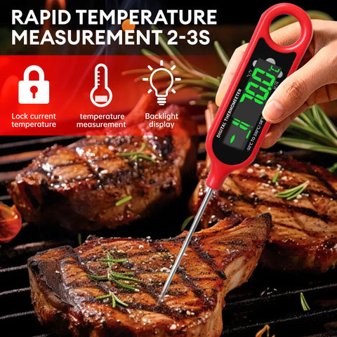 Digital Instant Read Meat Thermometer, 3S Fast Reading Food Thermometer With LCD Display, IP66 Waterproof for BBQ Grill