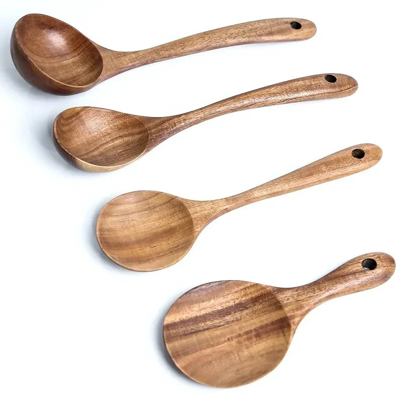 1-7 pieces/set teak tableware spoon Colander spoon Special nano soup skimming Cooking spoon Wooden kitchen accessory kit