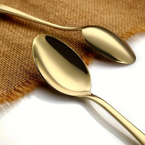 6 Stainless Steel Golden Teaspoons, Coffee Spoons, Machine Washable, Suitable for Restaurant Cafe Happy Eid