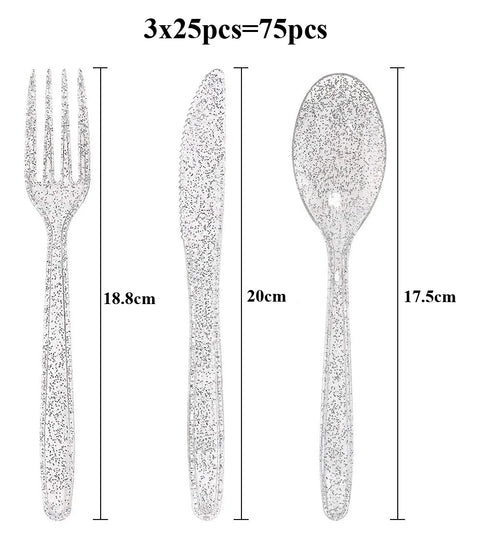 75 Pieces Gold Plastic Silverware- Disposable Flatware Set-Heavyweight Plastic Cutlery- Includes 25 Forks, 25 Spoons, 25 Knives