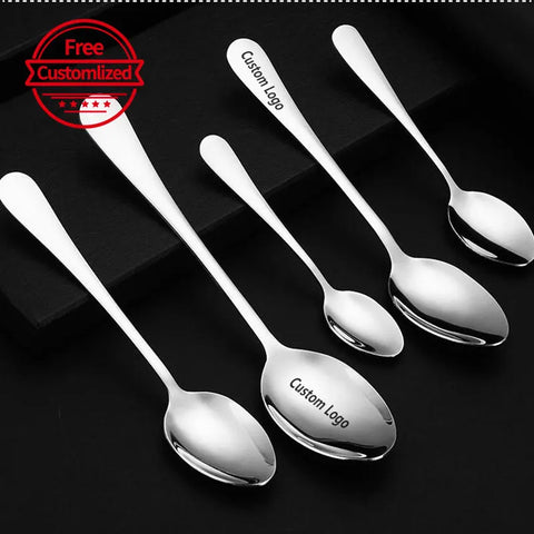 10pcs custom spoons, customized long handled ice spoons, custom dessert coffee spoons, Personalized custom dessert spoons