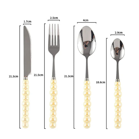 Ceramic Pearl Handle Cutlery Set  Knife Fork Spoon Creative Cute Soup Spoon Western Food Steak Knife Spoon and Fork Set