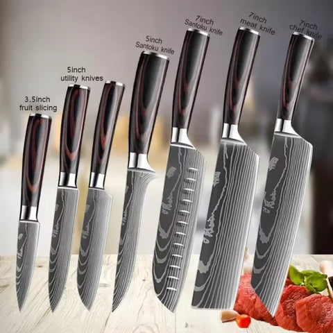 Professional Damascus Kitchen Knives High Carbon Stainless Steel Santoku Knife Sharp Cleaver Slicing Knife Butcher Boning Knife