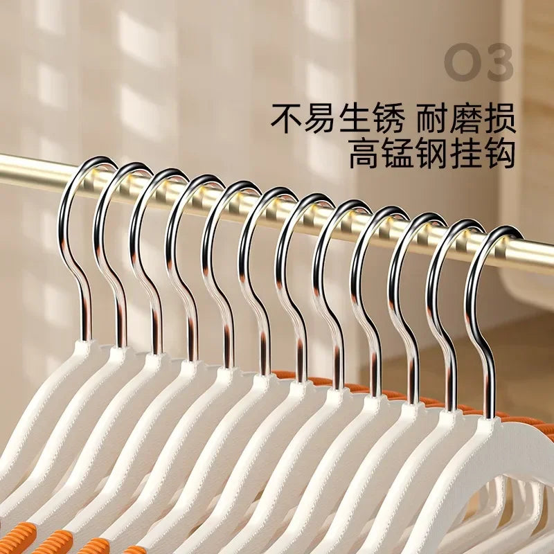 10Pcs Black/Orange/Grey Multifunctional Wet and Dry Household Hanger Suitable for Hanging Clothes Bedroom Wardrobe Anti-Slip