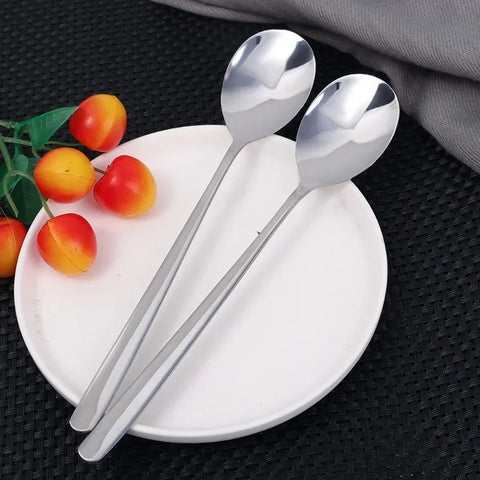 Stainless Steel Spoon Tableware Kitchen Cooking Utensil Tools Sliver Long Handle Soup Teaspoon Catering Cooking Coffee Scpoons