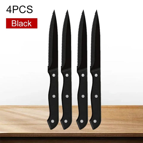 WXCOO Professional Kitchen Knives Steak Knife Set Stainless Steel Knife Serrated Beef Cleaver Restaurant Cutlery Dinner Knife