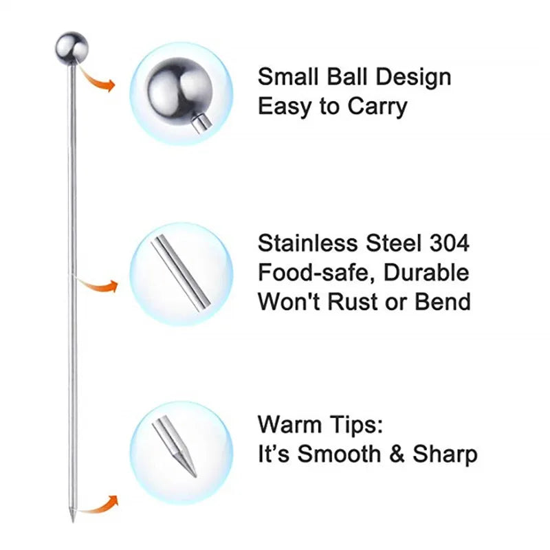 10/50/100Pcs Stainless Steel Cocktail Picks Fruit SticksToothpicks for Party Bar Tools Drink Stirring Sticks Martini Picks Party