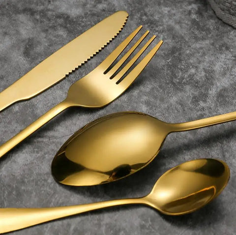 Flatware Sets Gold Silver Stainless Steel Food Grade Silverware Cutlery Set Utensils Include Knife Fork Spoon Teaspoon ni127