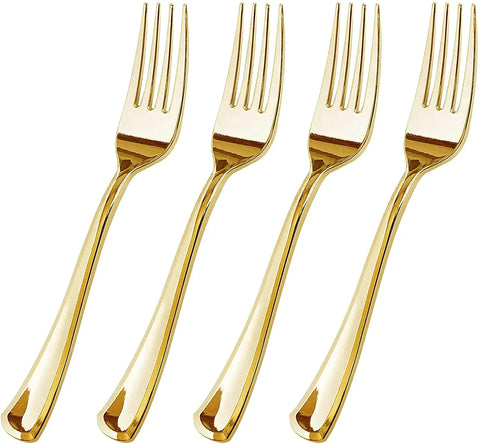 75 Pieces Gold Plastic Silverware- Disposable Flatware Set-Heavyweight Plastic Cutlery- Includes 25 Forks, 25 Spoons, 25 Knives