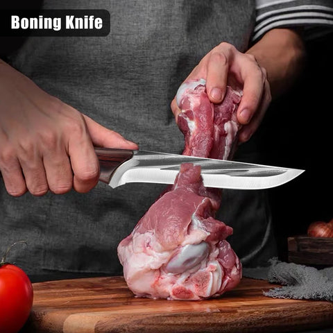 3pcs/set Forged Chef Knife 5Cr15Mov Stainless Steel Kitchen Boning Knife Meat Cutting Bone Purple Wood Handle with Cover