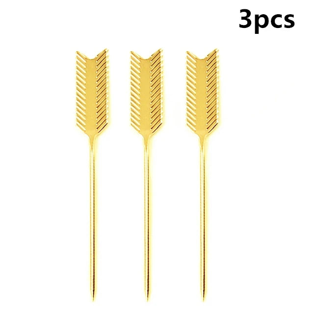 Cocktail Pick Stainless Steel Fruit Sticks Bar Tools Drink Stirring Sticks Martini Picks Party Wedding Accessory