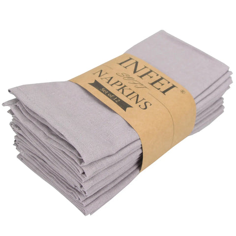 Set of 12 PCS 40x40cm Cotton Linen Blended Cloth Napkins Placemats Soft Dining Table Tea Towels For Home & Events Use/40x40cm napkins - Wiktra