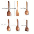 Set of 6 Wooden Cooking Spoons, Natural Teak Wood Cooking Utensils Non-Stick Wooden Spatula Set Wooden Kitchen Utensils wiktra