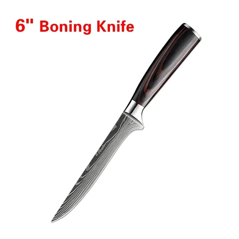 Professional Damascus Kitchen Knives High Carbon Stainless Steel Santoku Knife Sharp Cleaver Slicing Knife Butcher Boning Knife