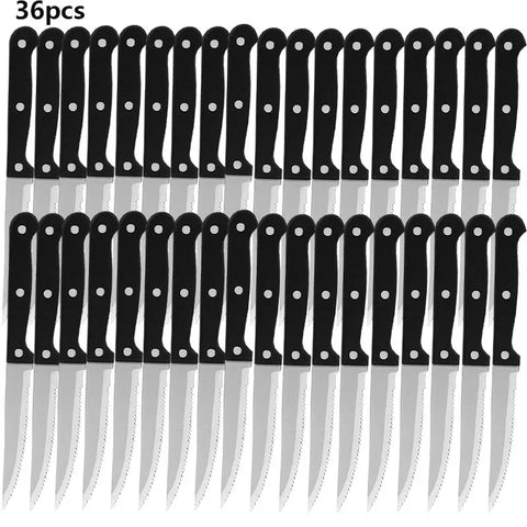 Steak Knife Stainless Steel Sharp Serrated Dinner Knives 1~36pcs Household Western Steak Knife Plastic Handle Bread Knife