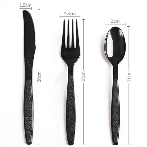 300PCS Disposable Frosted Handle Plastic Soup Spoon Independent Packaging Thickened Dessert Knife Fork Knife and Fork CutlerySet