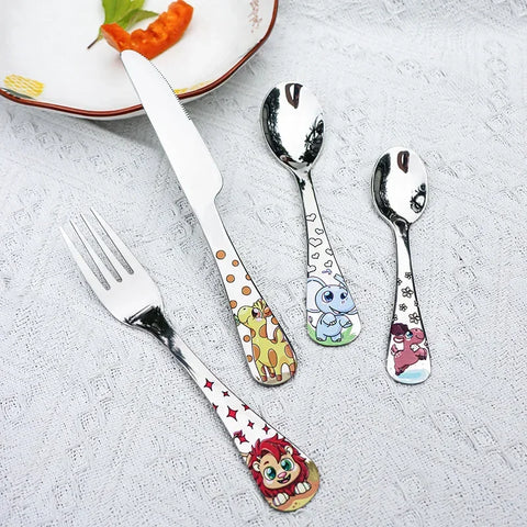 Animal Cartoon Cute Fork Stainless Steel Children Spoon Fork Children Kids Cutlery Set Tableware Dinnerware Supplies Gift