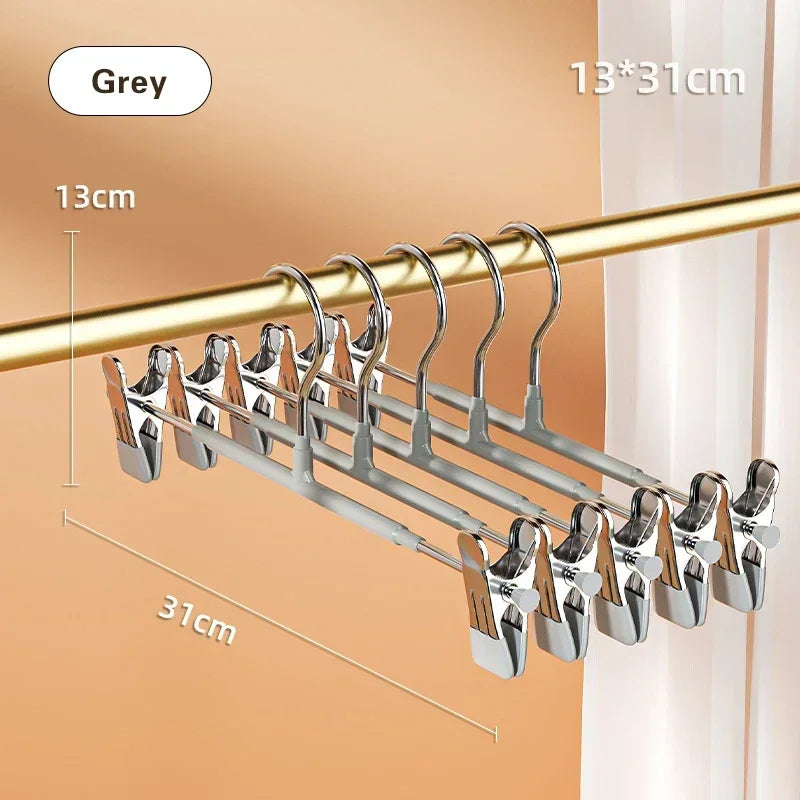 5pcs/pack Stainless Steel Pants Hangers Multifunctional Metal Hanger for Clothes Coat Non-slip Drying Hangers Closets Organizer