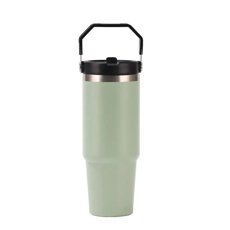 Large Capacity Stainless Steel Vacuum Insulated Thermos with Straw Portable High Aesthetic Value Handheld Car Cup Ice King