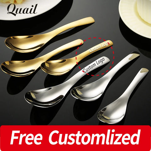 10pcs custom logo stainless steel soup spoon,customized premium tablespoons,personalized customized dessert spoon