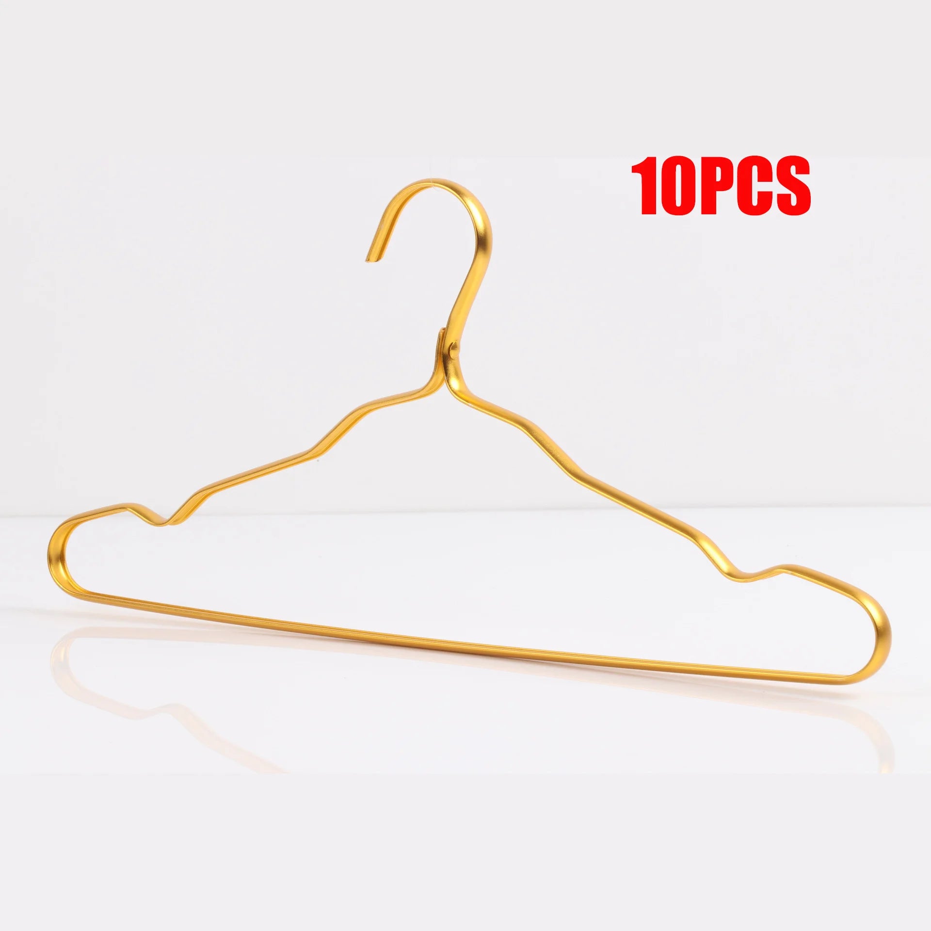 10 Pcs Aluminium Alloy Clothes Hangers Coat Hangers Non-slip Seamless Metal Rack Wardrobe Organizer Closet Clothing Golden Rack