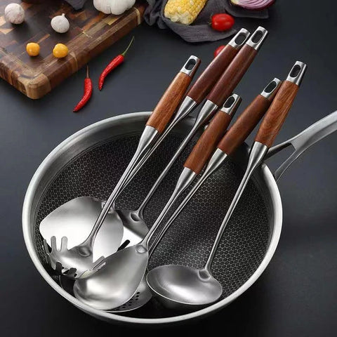 Stainless Steel Wok Spatula Cooking kitchen utensils cuisine outils accessoires Utensils Accessories Slotted Turner Rice Spoon