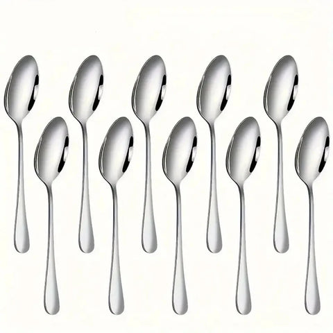 10-piece stainless steel coffee spoon, dessert spoon, mirror polished, machine washable, suitable for ,restaurant, dessert shop