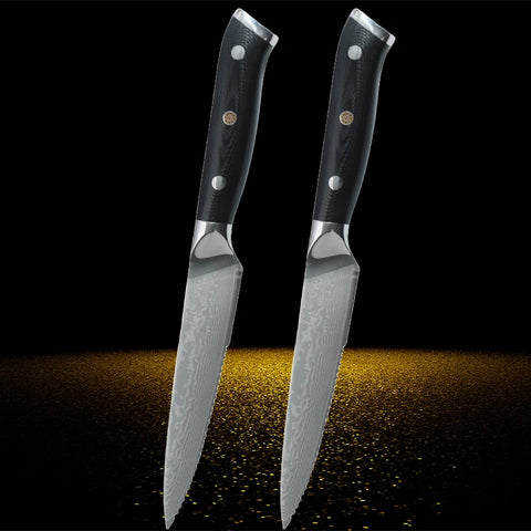 Damascus Stainless Steel Steak Knife Set Ultra-sharp Serrated Beef Knives Dinner Tablewares Steak Knives Cutlery Table Knife Set