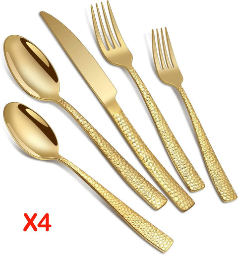 20-Piece Silverware Set Stainless Steel Flatware Sets for 4, Tableware Set, Fork Knife Spoon Set,  Dishwasher Safe