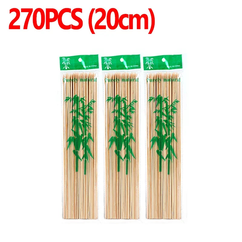 90/270pcs Disposable Bamboo Stick Food Grade Bamboo Skewer Sticks Natural Wood Sticks for Barbecue Party Buffet Food BBQ Tools